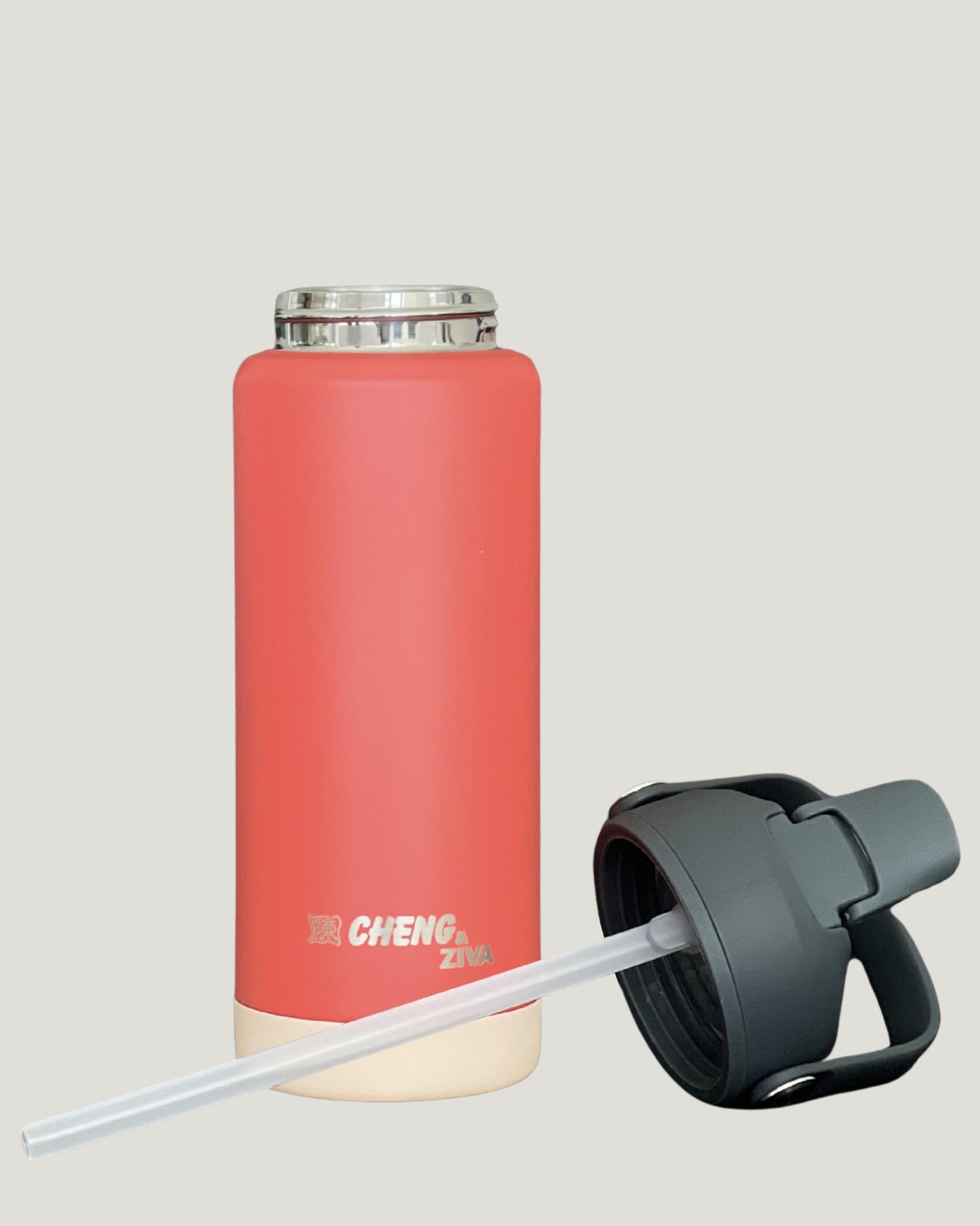 Termo Rojo y Beige (535 ML)