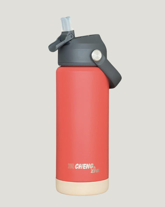 Termo Rojo y Beige (535 ML)